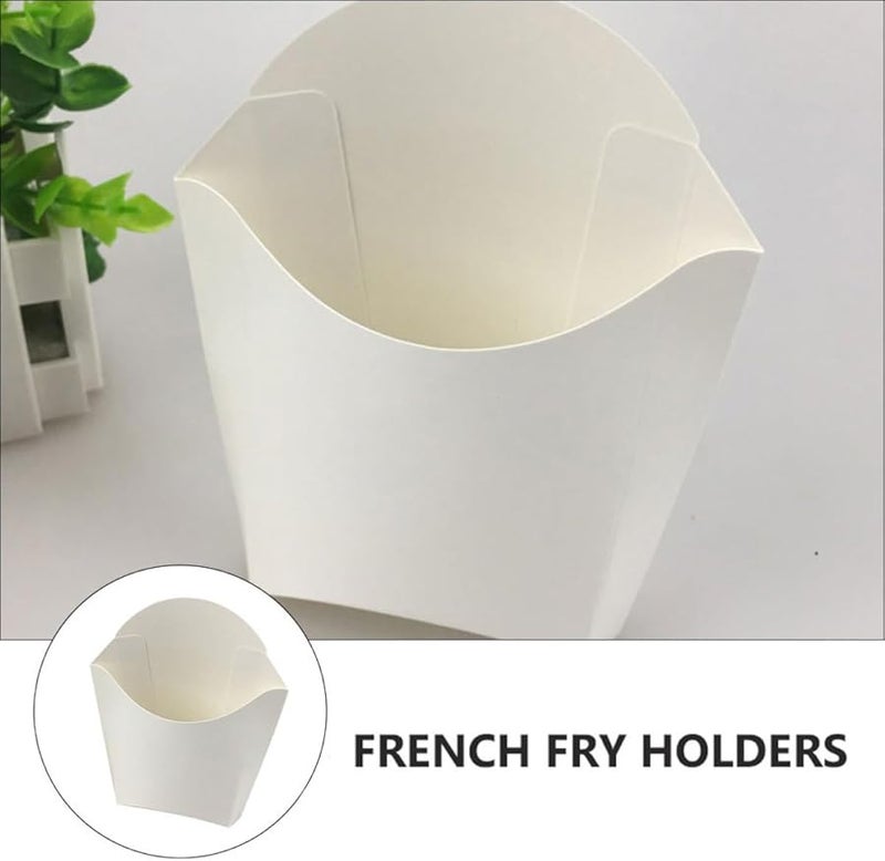 White Paper French Fry Holders 50pcs Portable Snack Containers For Takeout Meal Prep - Image 4